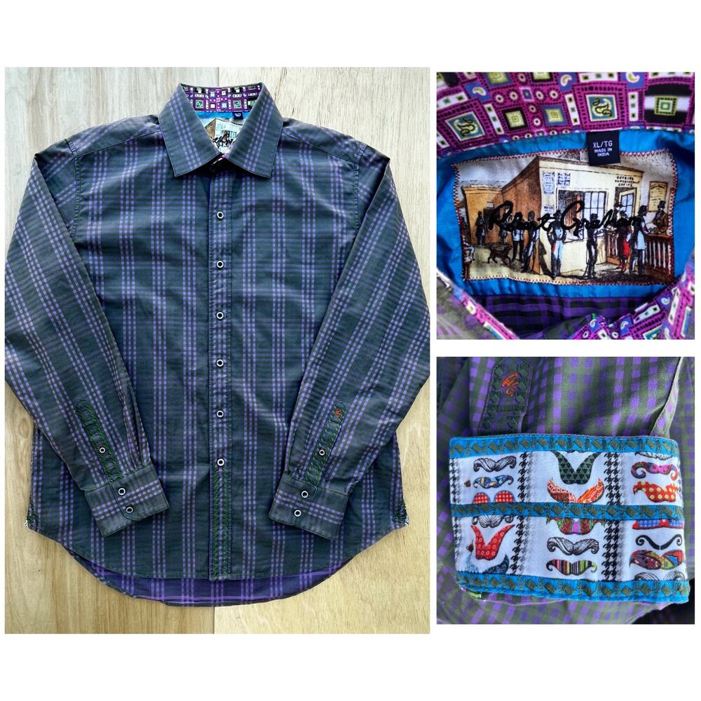 ROBERT GRAHAM FLIP CUFF CHECK DRESS SHIRT MEN’S sz XL Button Down Long Sleeve